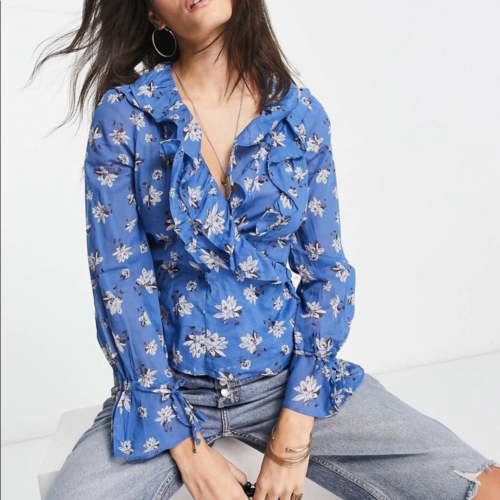 Free People Ruffle Wrap Blouse